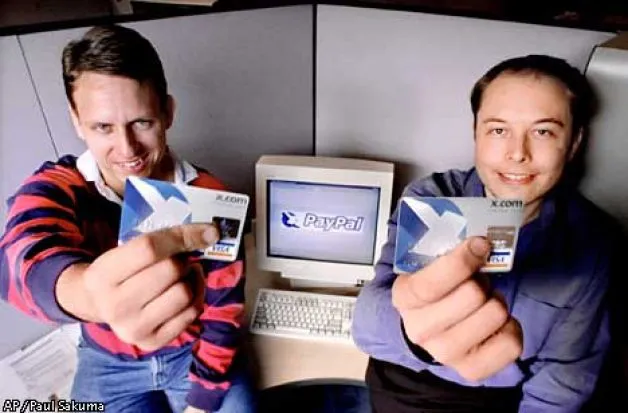 Peter Thiel och PayPals grundare Elon Musk, 2000
